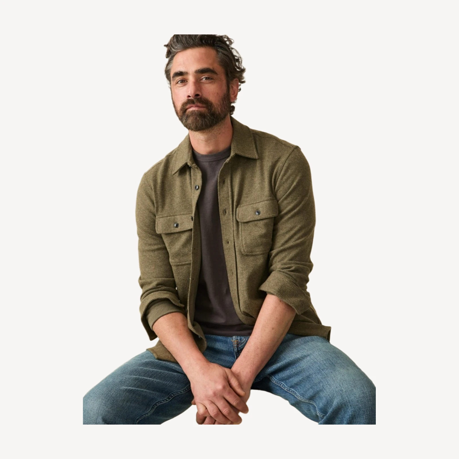 Legend Sweater Shirt - Olive Melange Twill