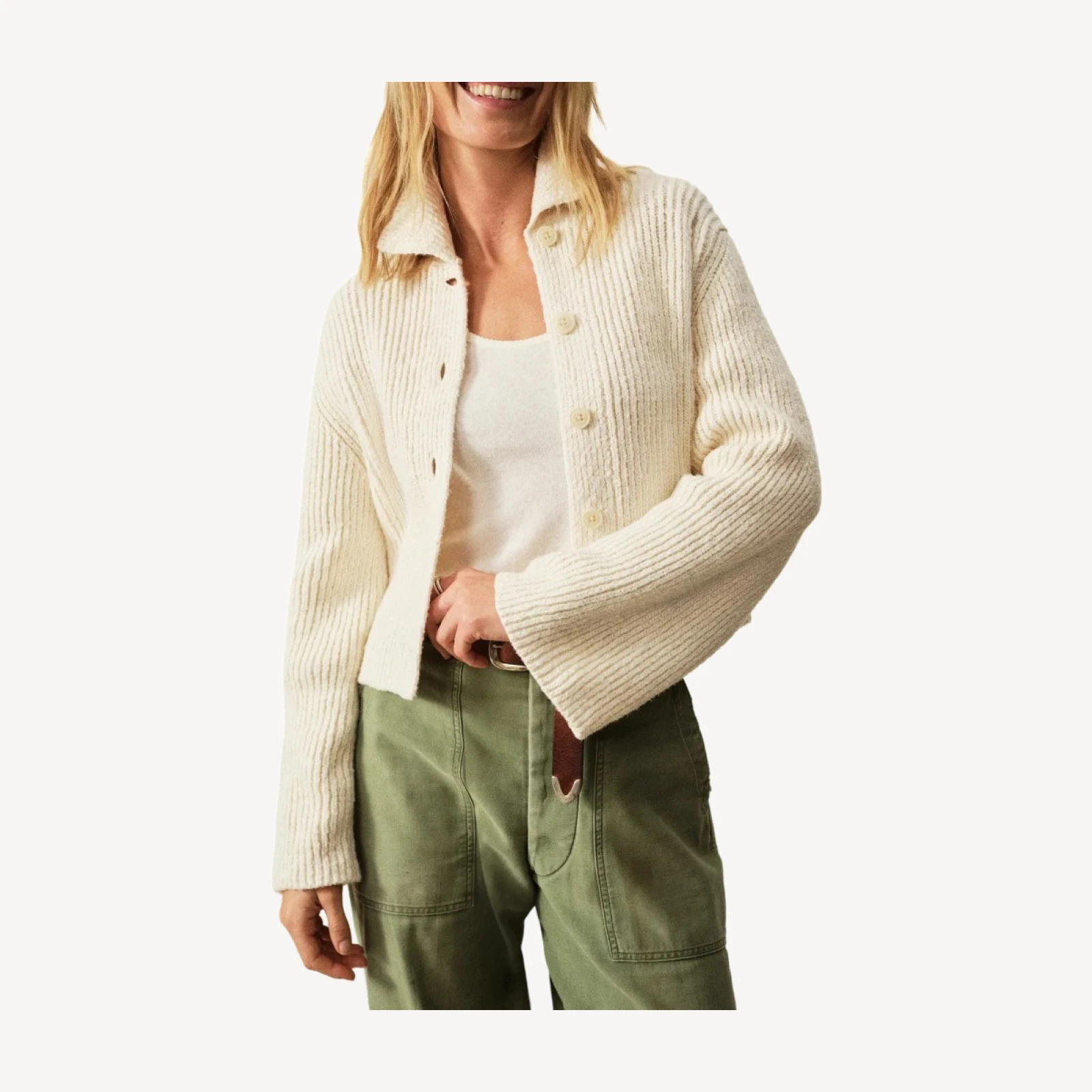 Soft Spun Cotton Collared Cardigan