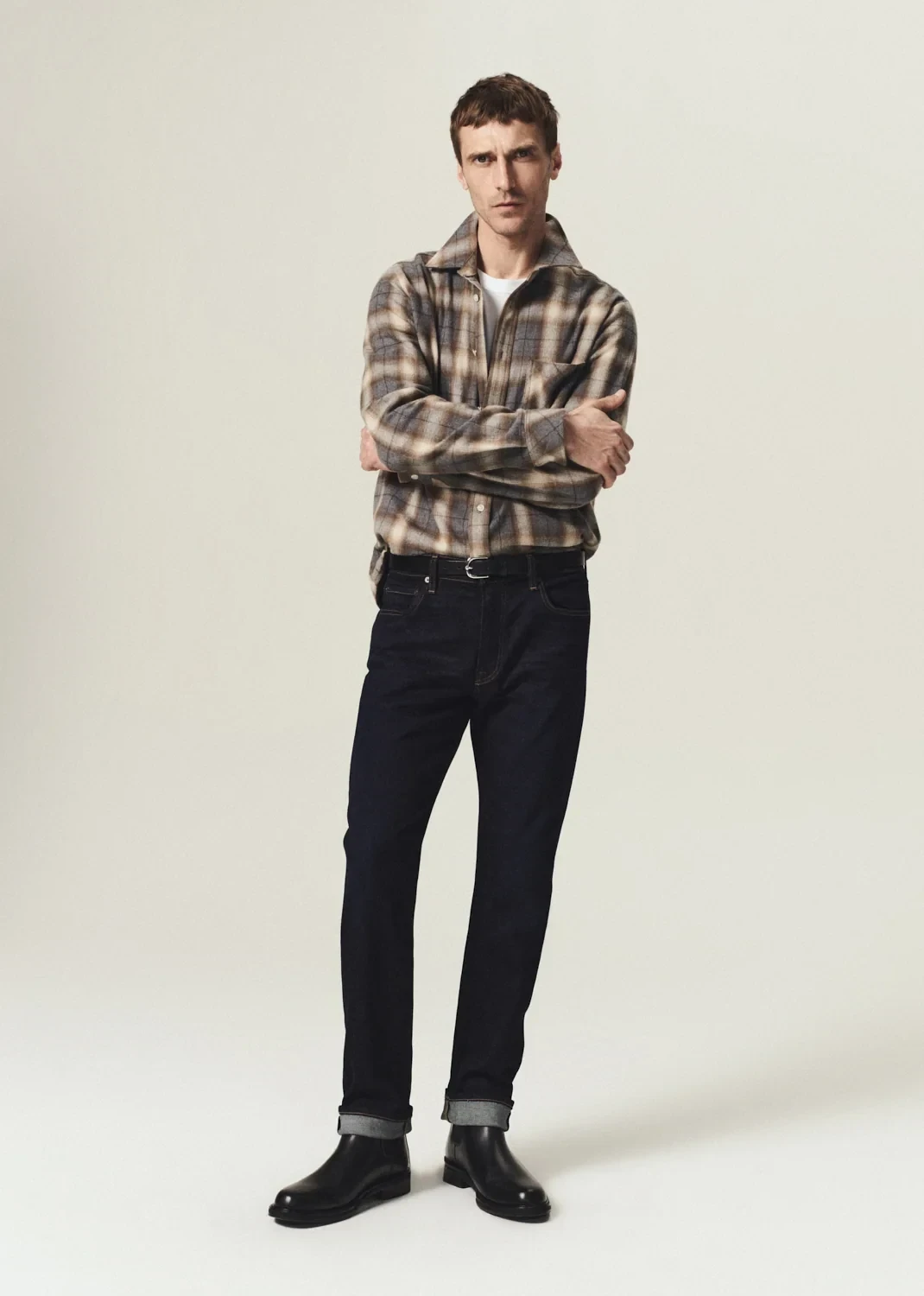 Elijah Straight Cashmere Denim in Falcon