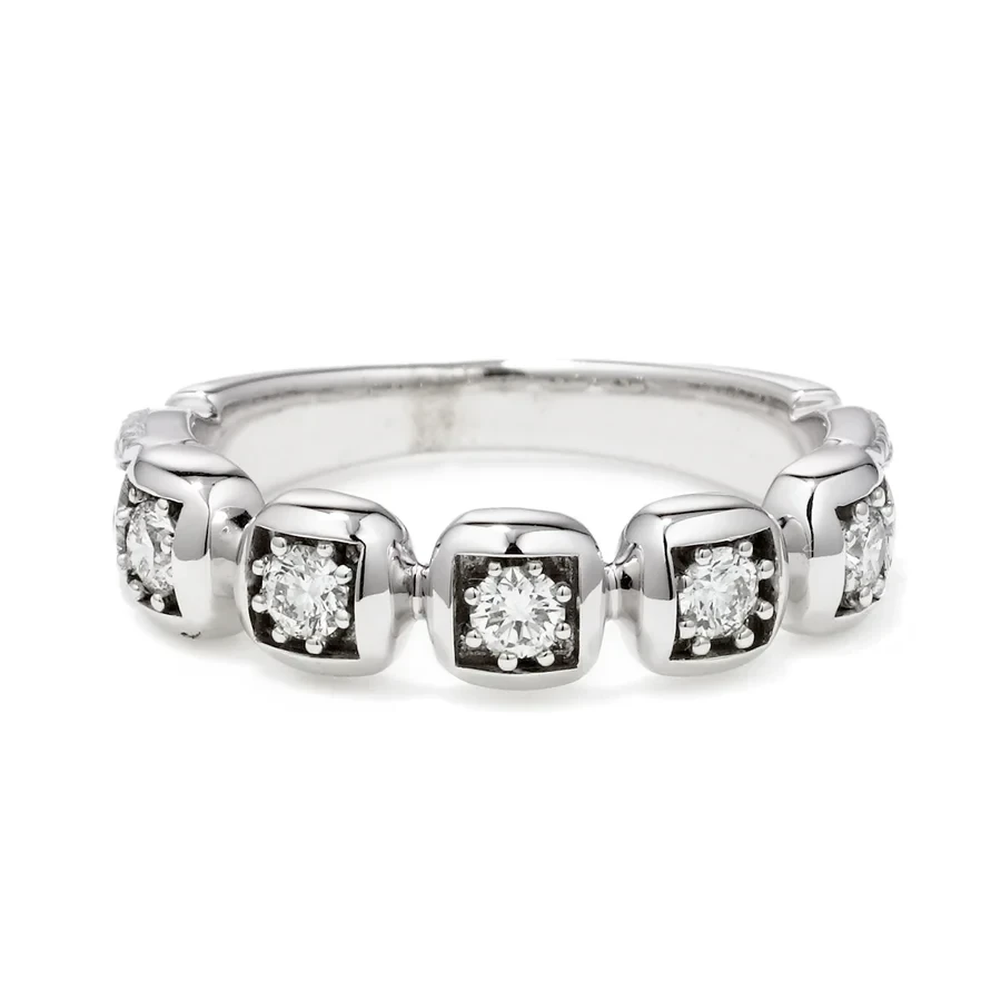 Large Ingot Band - 14k Gold & White Diamonds