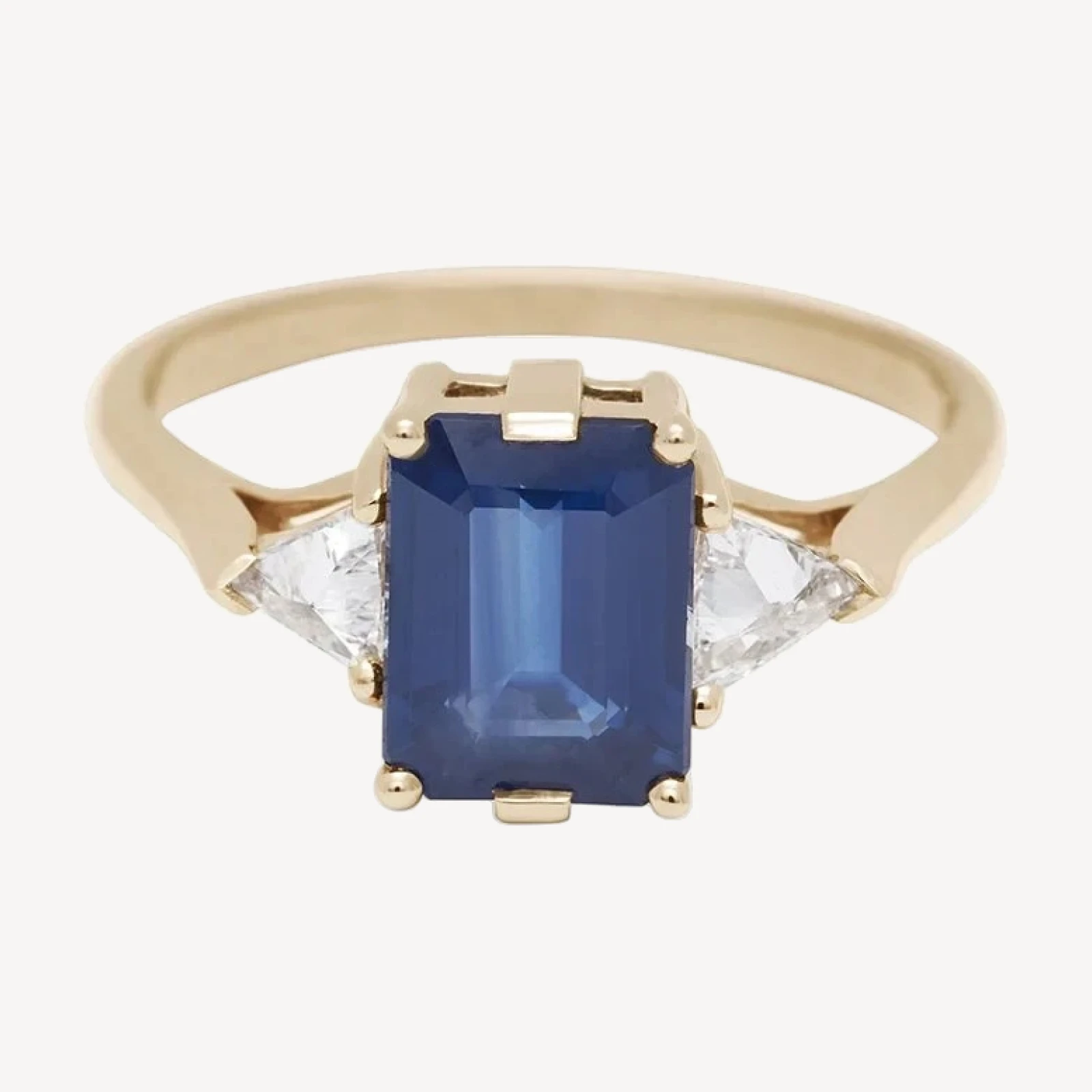 Bea Three Stone Ring - 14k Gold & Blue Sapphire