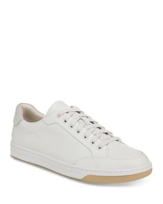 Vince Men's Caspian Chalk White Leather Lace Up White Leather Sneaker