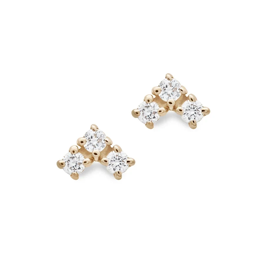 Bea Arrow Stud Earring - 14k Yellow Gold & White Diamond