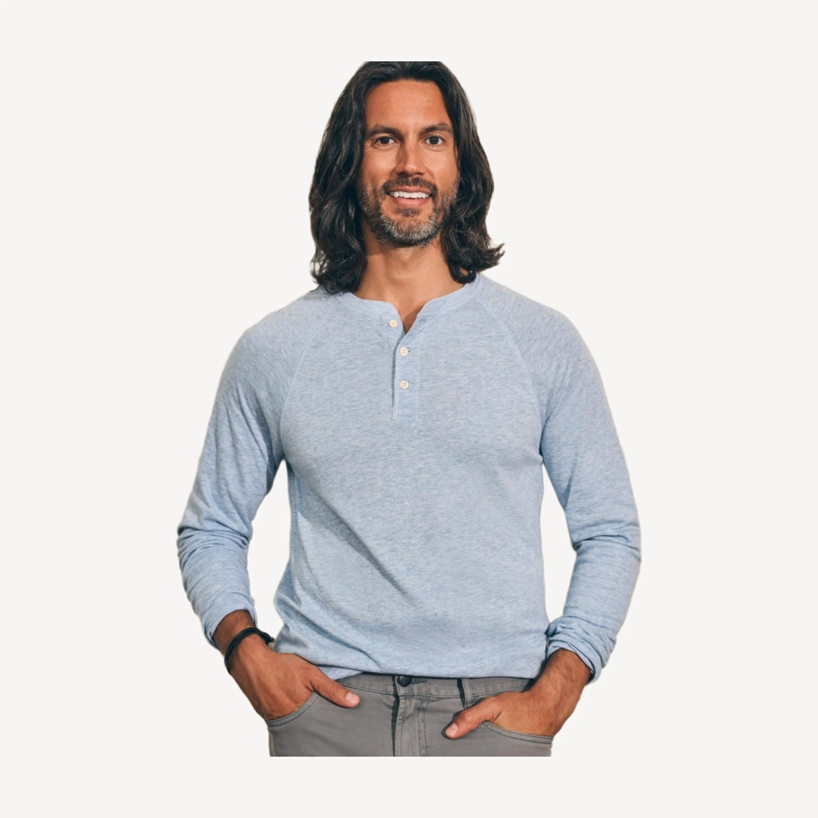 Cloud Long-Sleeve Henley - Light Blue Heather