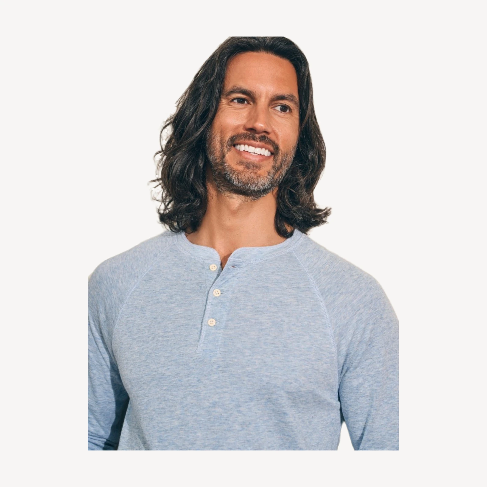 Cloud Long-Sleeve Henley - Light Blue Heather