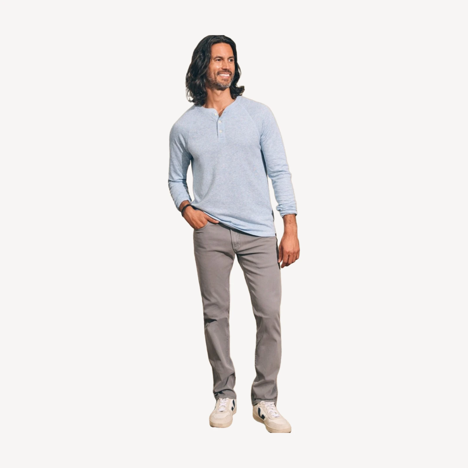 Cloud Long-Sleeve Henley - Light Blue Heather
