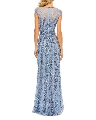 Mac Duggal Sequined Illusion Mermaid Gown