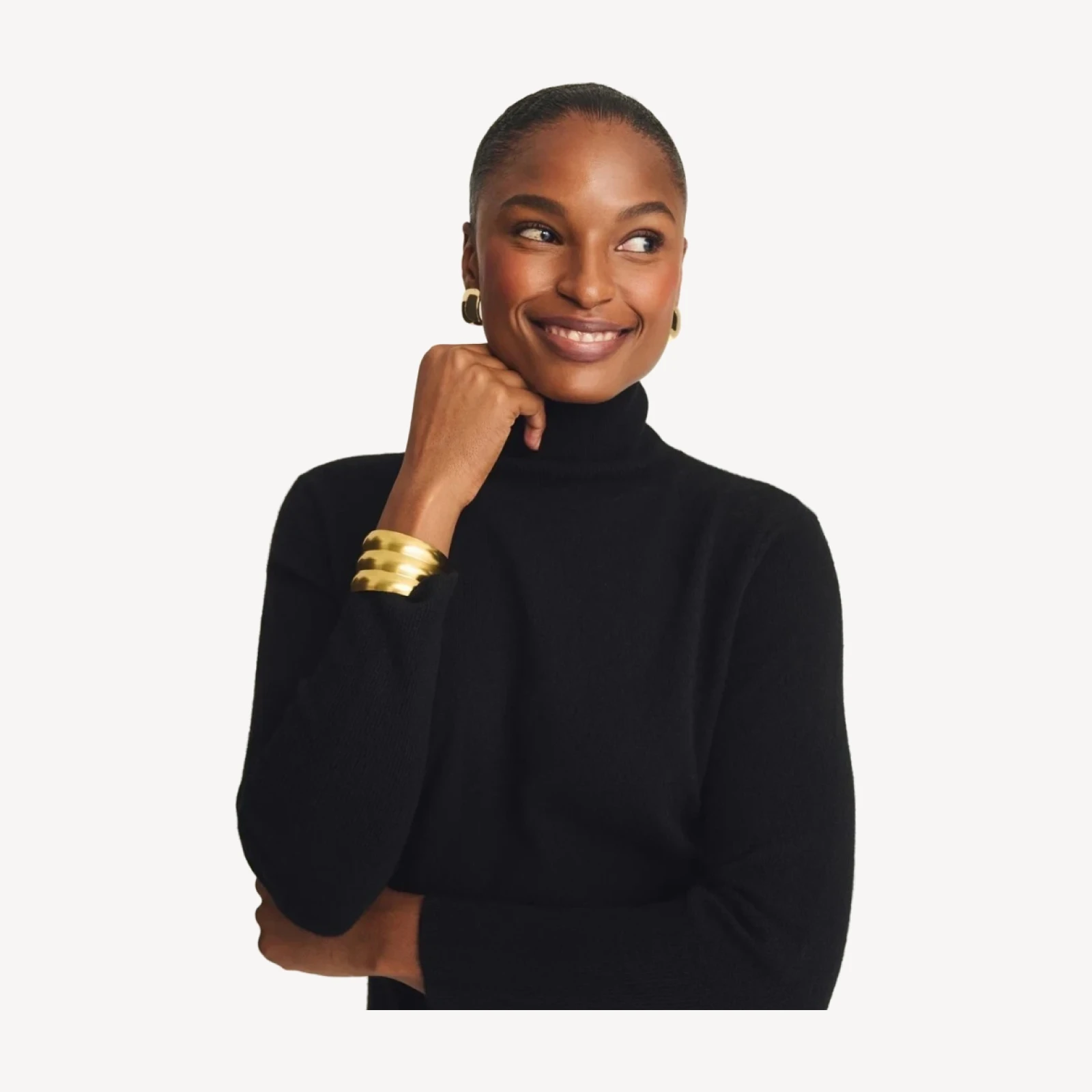 Signature Cashmere Turtleneck Dress with Slits