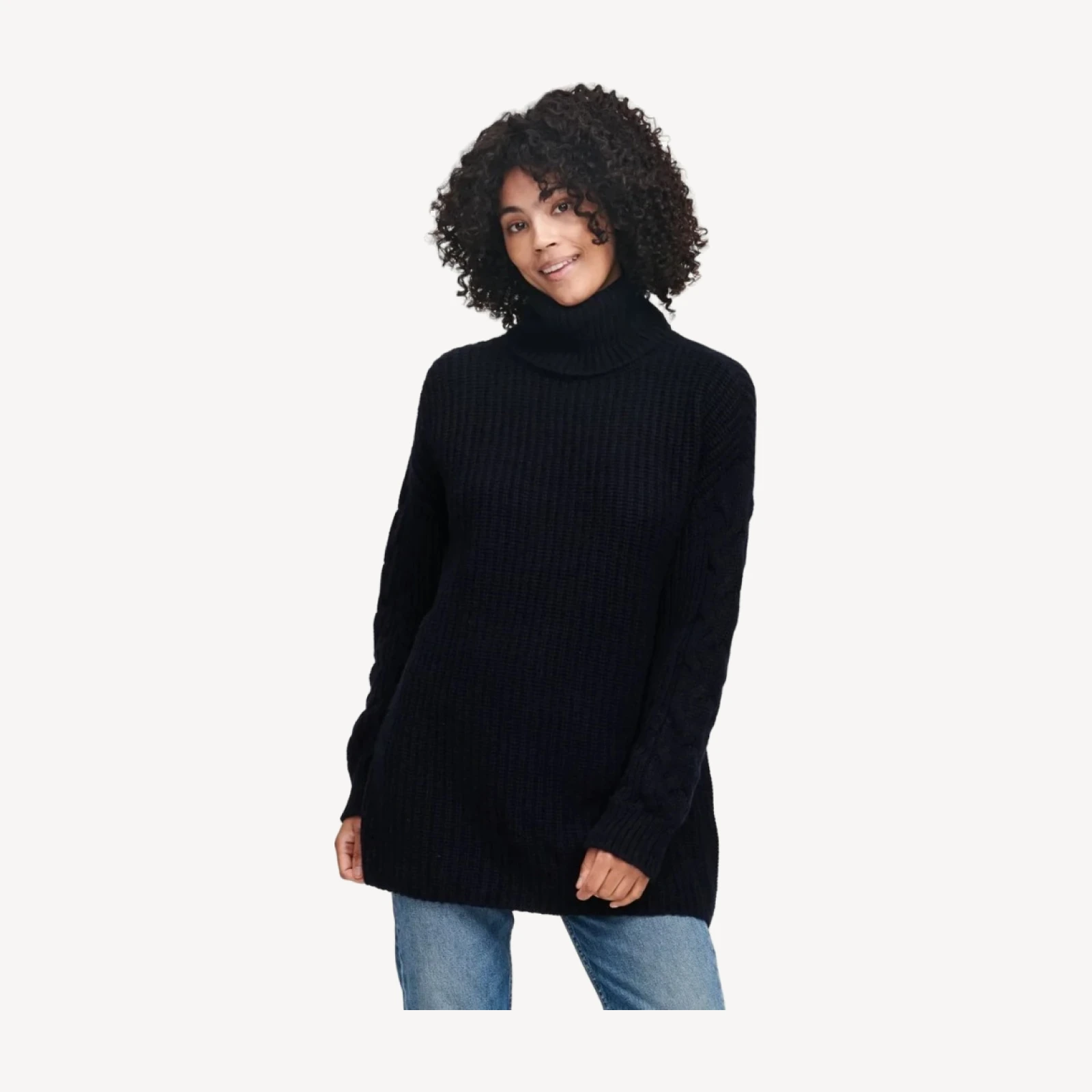 Cable Knit Sleeve Turtleneck