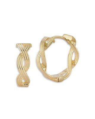Bloomingdale's Fine Collection Braided Huggie Hoop Earrings in 14K Yellow Gold