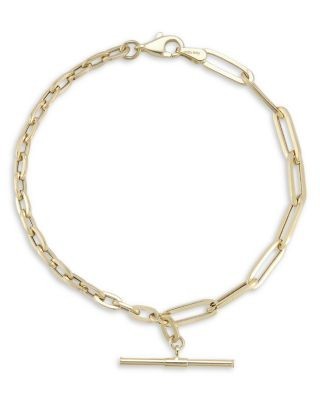 Bloomingdale's Fine Collection Mixed Chain T Bar Bracelet in 14K Yellow Gold