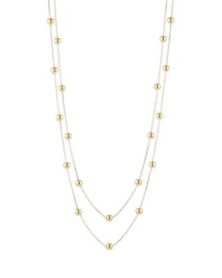 Bloomingdale's Fine Collection Polished Ball Double Layer Station Necklace, 18 in 14K Yellow Gold