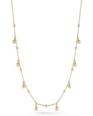 Bloomingdale's Fine Collection Dangling Polished Ball Charm Necklace in 14K Yellow Gold, 17
