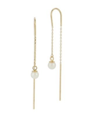 Bloomingdale's Fine Collection Cultured Pearl Threader Earrings in 14K Yellow Gold