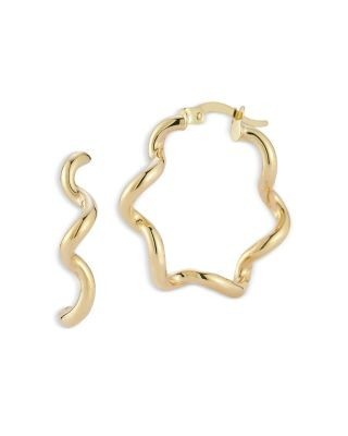 Bloomingdale's Fine Collection Polished Wavy Huggie Hoop Earrings in 14K Yellow Gold
