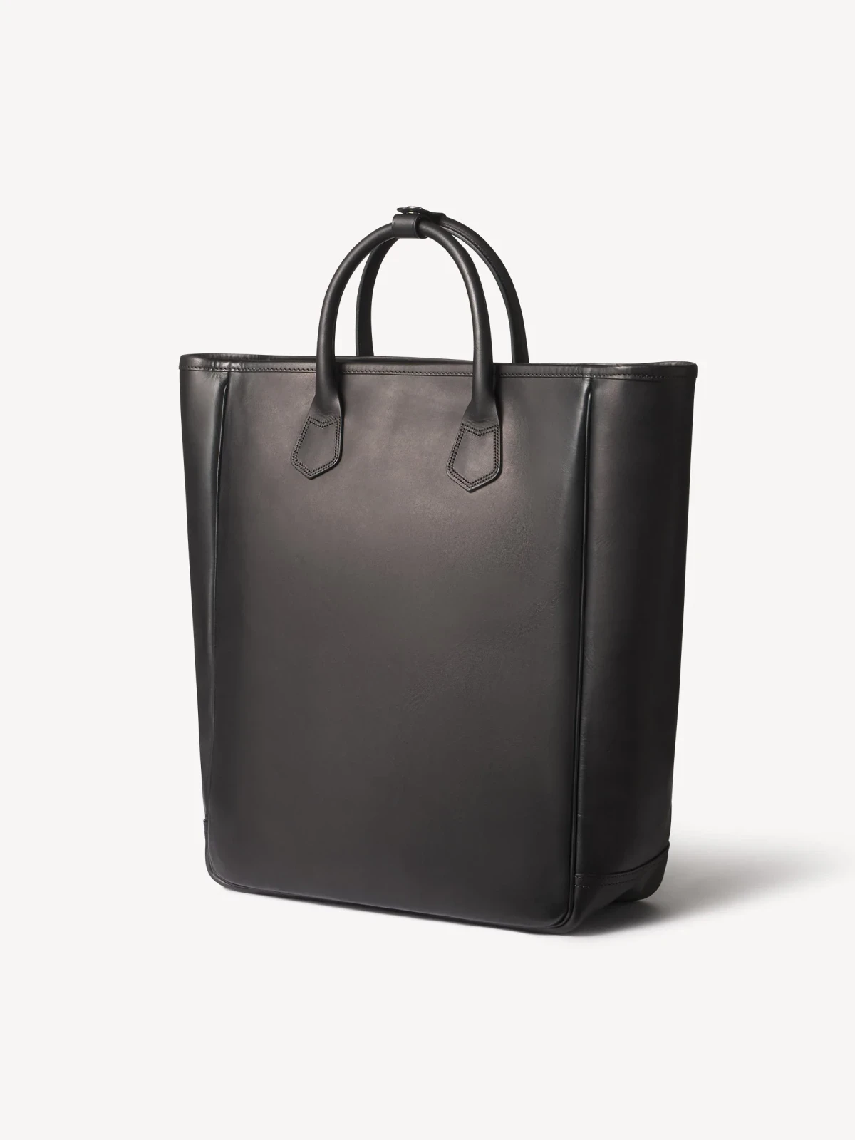 Black Italian Leather Carry-All Tote