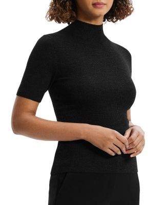 Theory Leenda Short Sleeve Mock Neck Sweater
