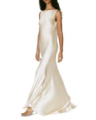 Reformation Isabelle Silk Draped Back Gown
