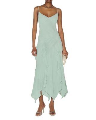 Reformation Allissa V Neck Ruffle Trim Dress
