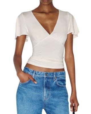 Reformation Cosette Knit Flutter Sleeve Top