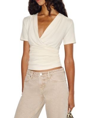 Reformation Larah Knit Surplice Top