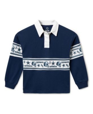 Junk Food Clothing Unisex Kids Dallas Cowboys Rugby Long Sleeve Polo - Little Kid, Big Kid