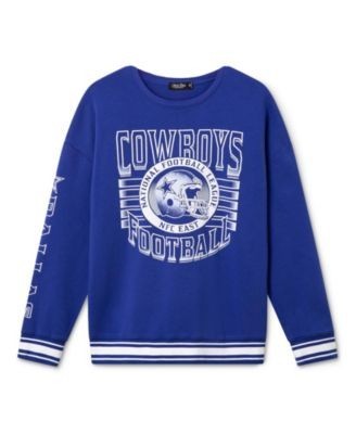 Junk Food Clothing Unisex Dallas Cowboys Striped Rib Crew Fleece Sweatshirt