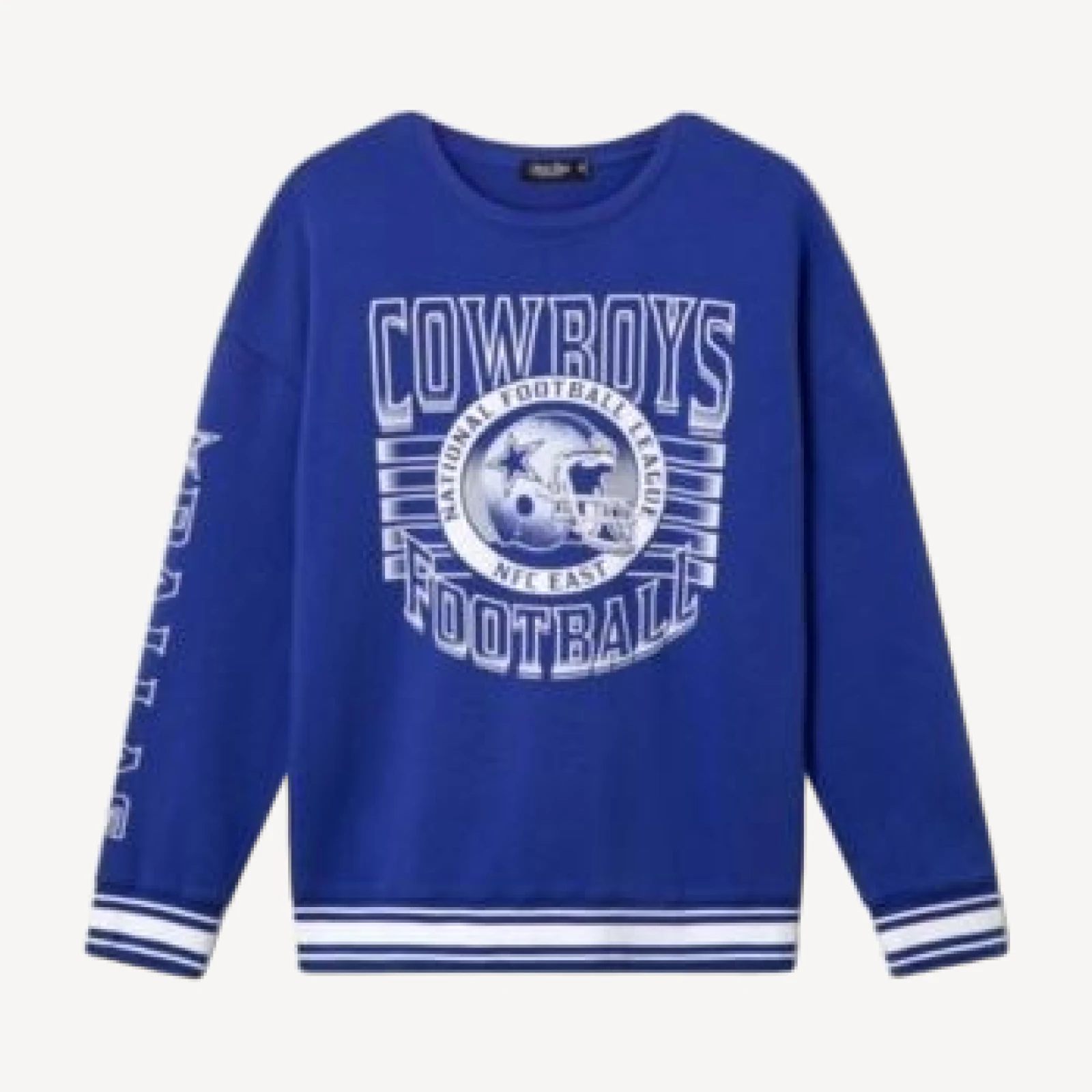 Junk Food Clothing Unisex Dallas Cowboys Striped Rib Crew Fleece Sweatshirt