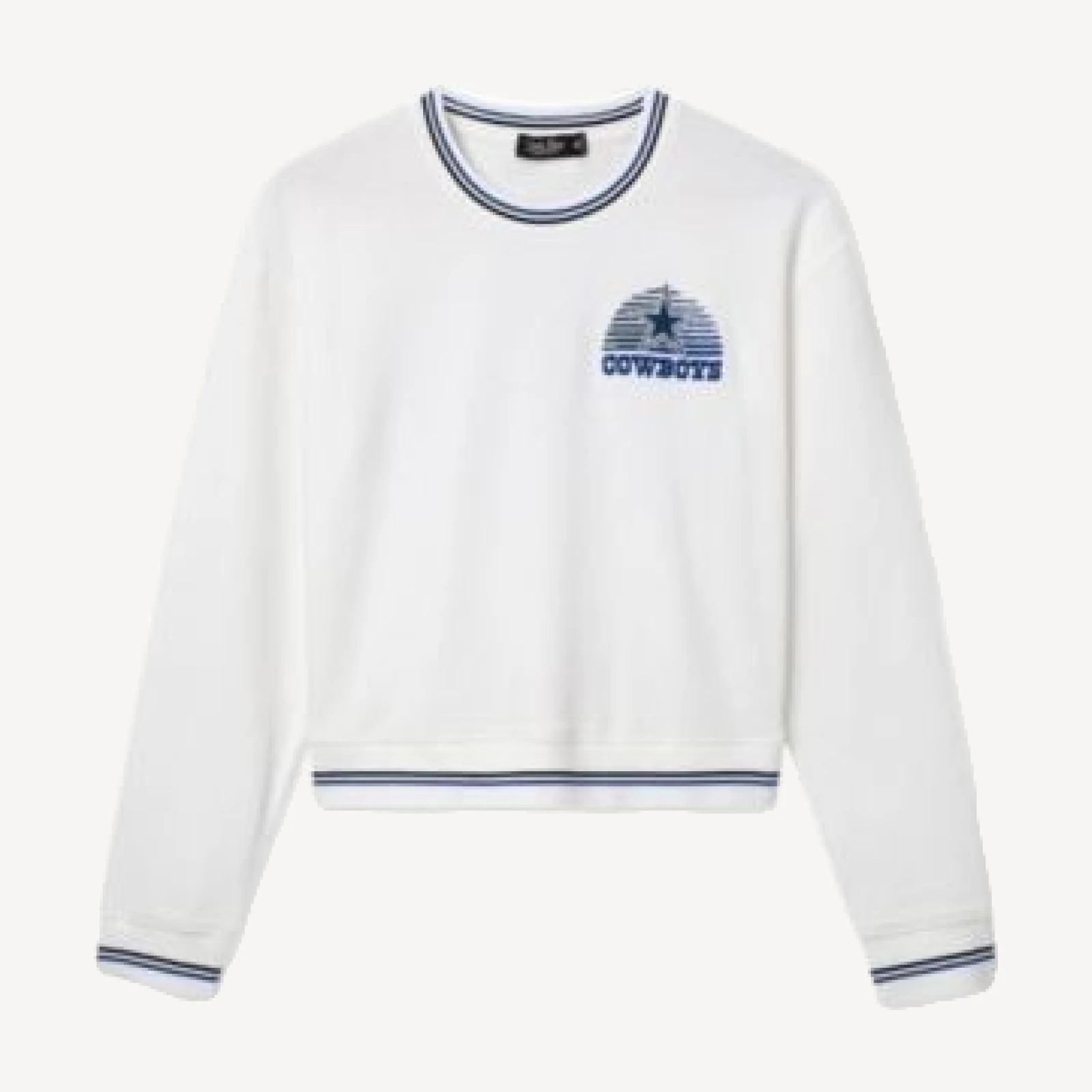 Junk Food Clothing Women's Dallas Cowboys Cropped Striped Rib Fleece