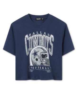 Junk Food Clothing Women's Dallas Cowboys Helmet Mock Neck Crop Tee