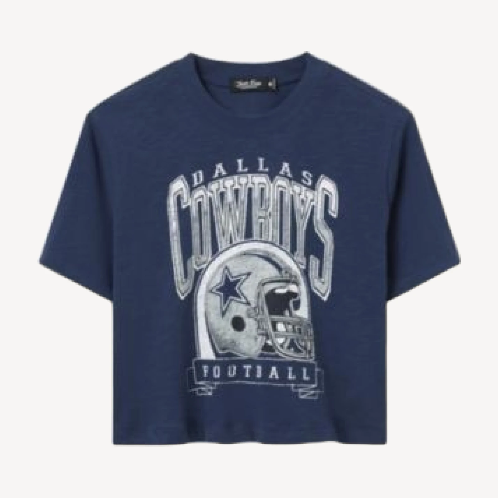 Junk Food Clothing Women's Dallas Cowboys Helmet Mock Neck Crop Tee