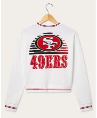 Junk Food Clothing Women's San Francisco 49ers Striped Rib Crop Fleece