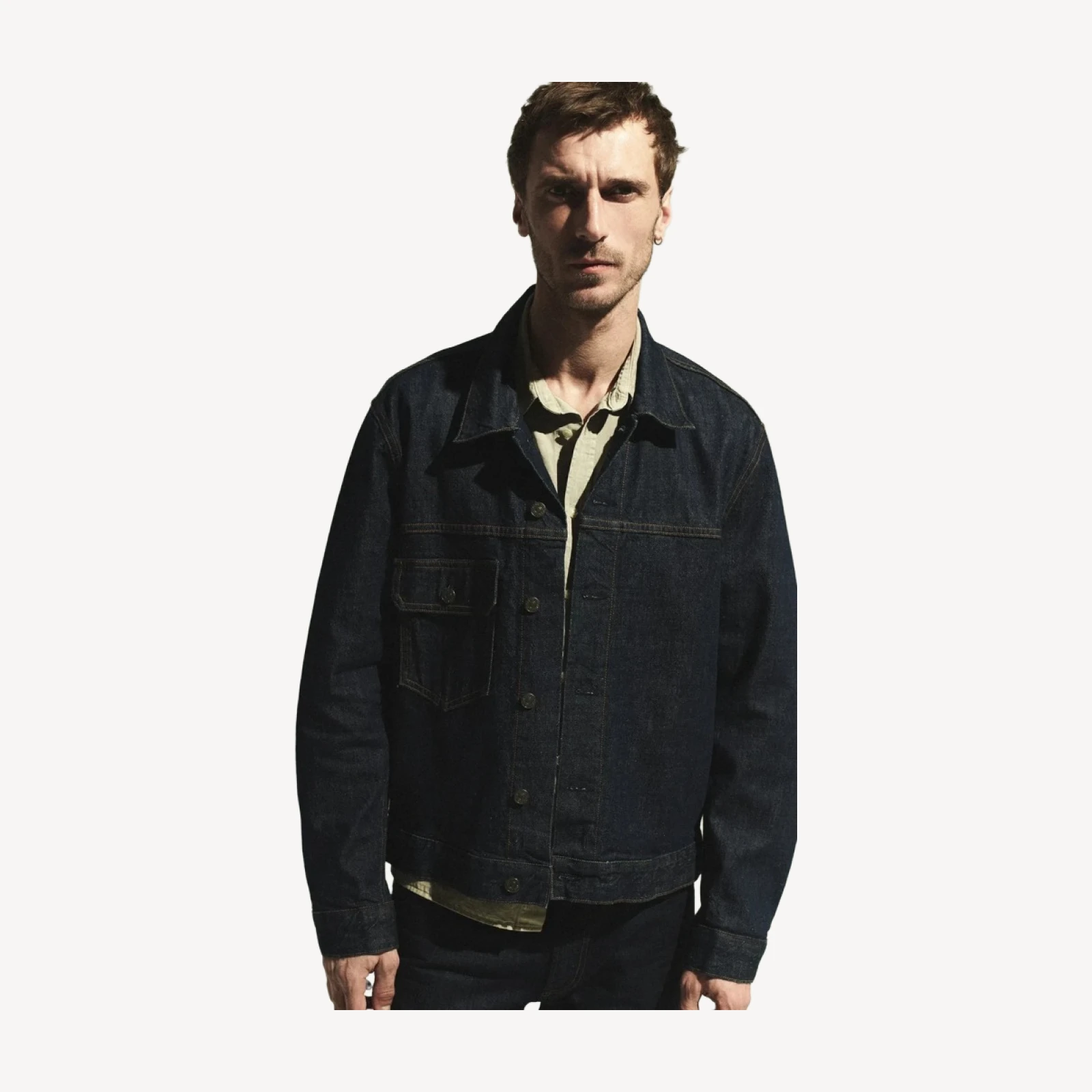 Box Denim Jacket in Crosshatch