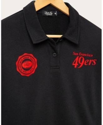 Junk Food Clothing Women's San Francisco 49ers Polo Crop Fleece