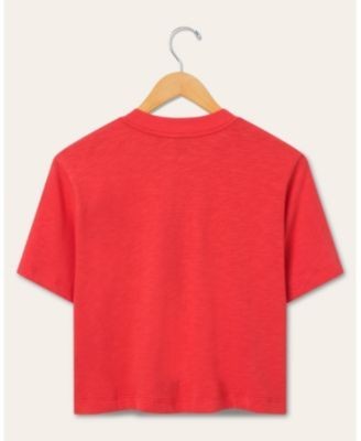 Junk Food Clothing Women's San Francisco 49ers Helmet Mock Neck Crop Tee