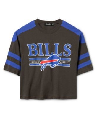 Junk Food Clothing Women's Buffalo Bills Striped Bling Crop Tee