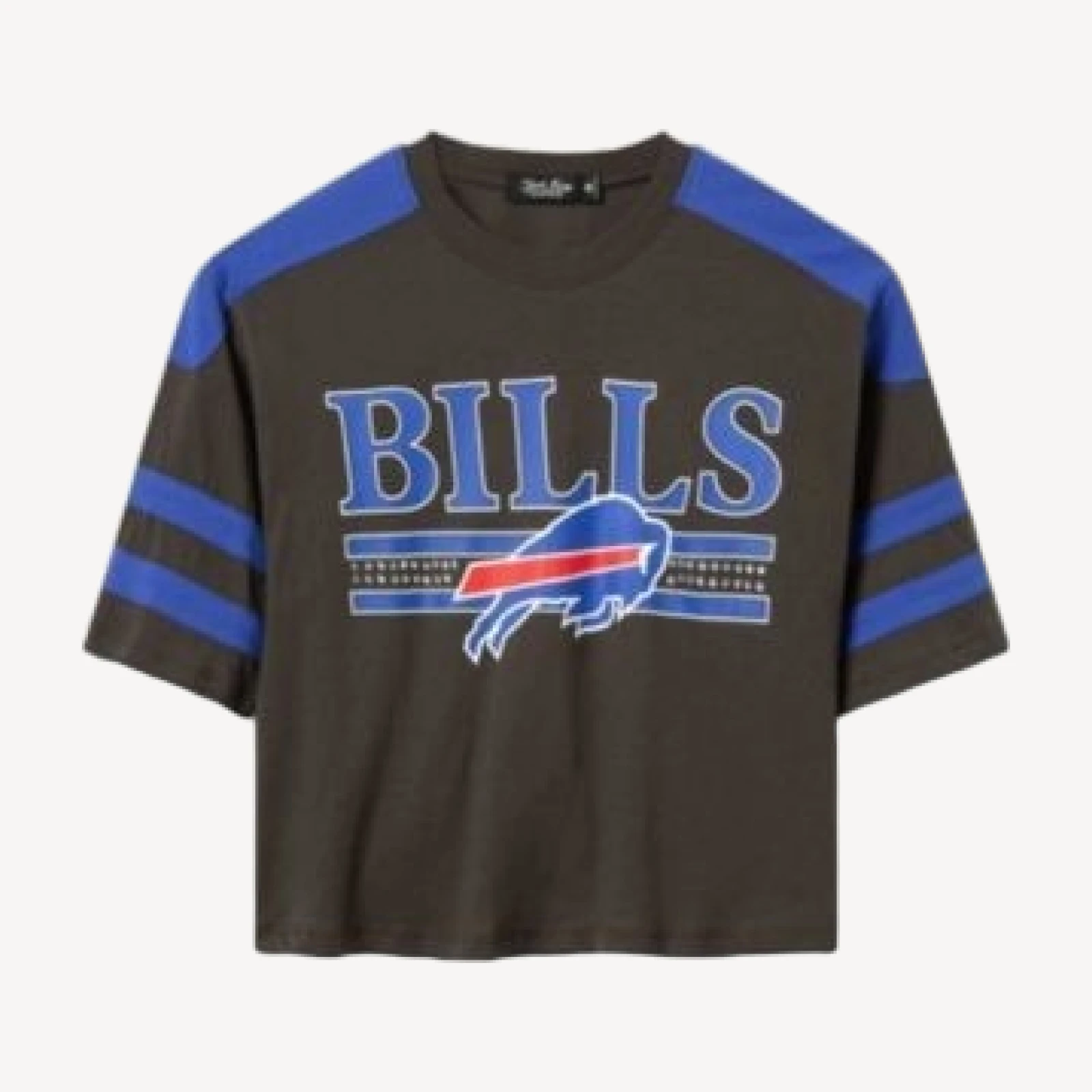 Junk Food Clothing Women's Buffalo Bills Striped Bling Crop Tee
