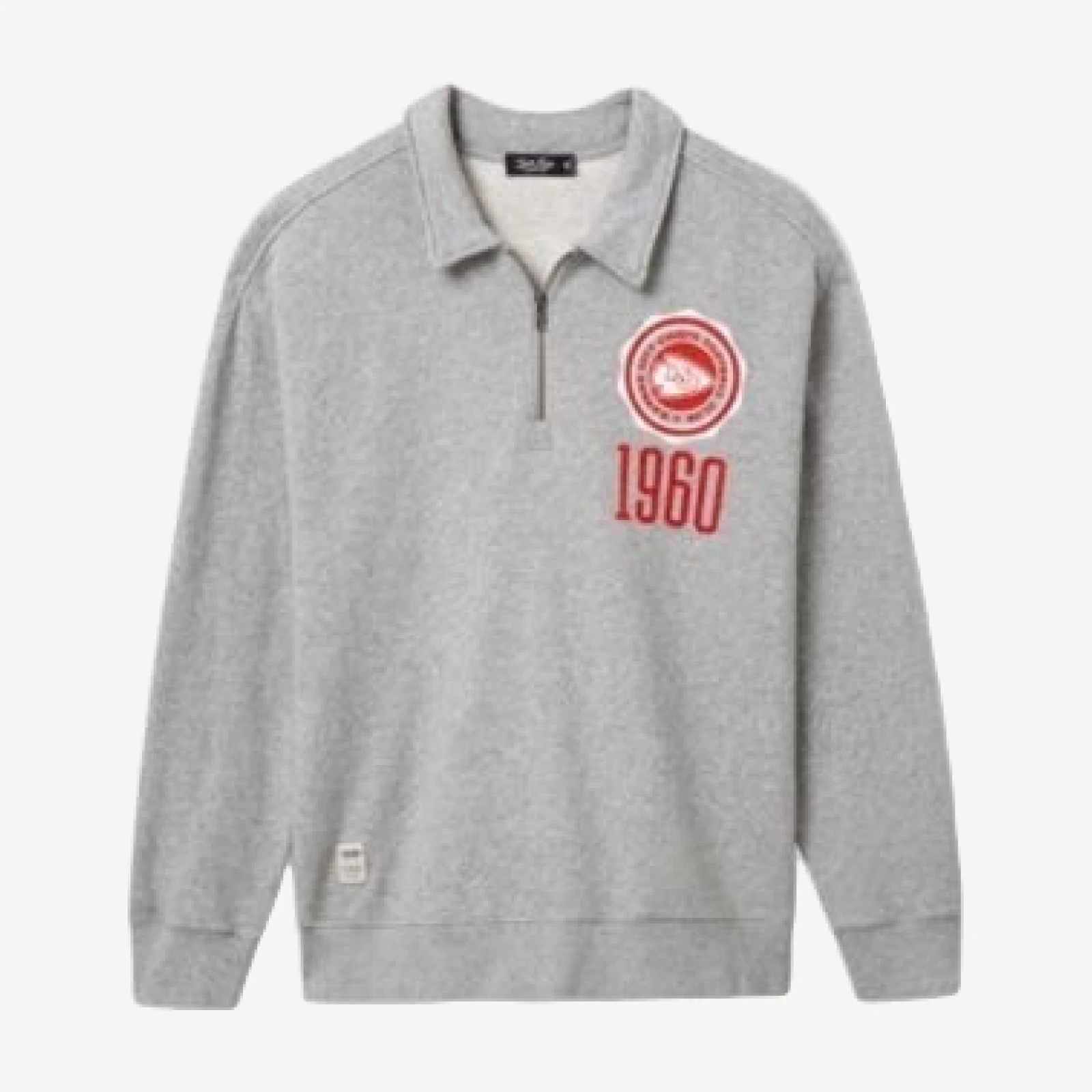Junk Food Clothing Unisex Kansas City Chiefs Flocked Quarter Zip Sweatshirt