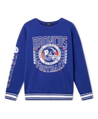 Junk Food Clothing Unisex Denver Broncos Striped Rib Crew Fleece Sweatshirt