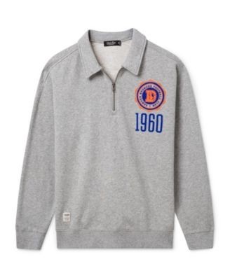 Junk Food Clothing Unisex Denver Broncos Flocked Quarter Zip Sweatshirt