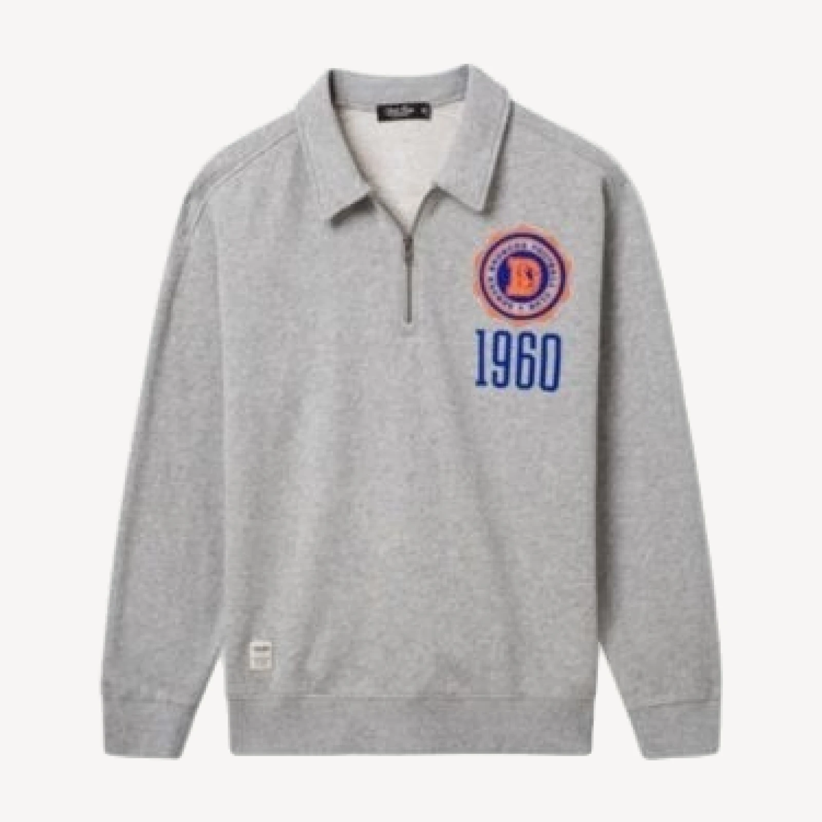 Junk Food Clothing Unisex Denver Broncos Flocked Quarter Zip Sweatshirt