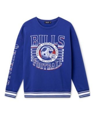 Junk Food Clothing Unisex Buffalo Bills Striped Rib Crew Fleece Sweatshirt