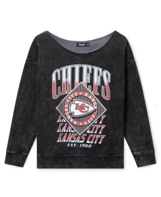 Junk Food Clothing Women's Nfl Kansas City Chiefs Off Shoulder Cropped Fleece