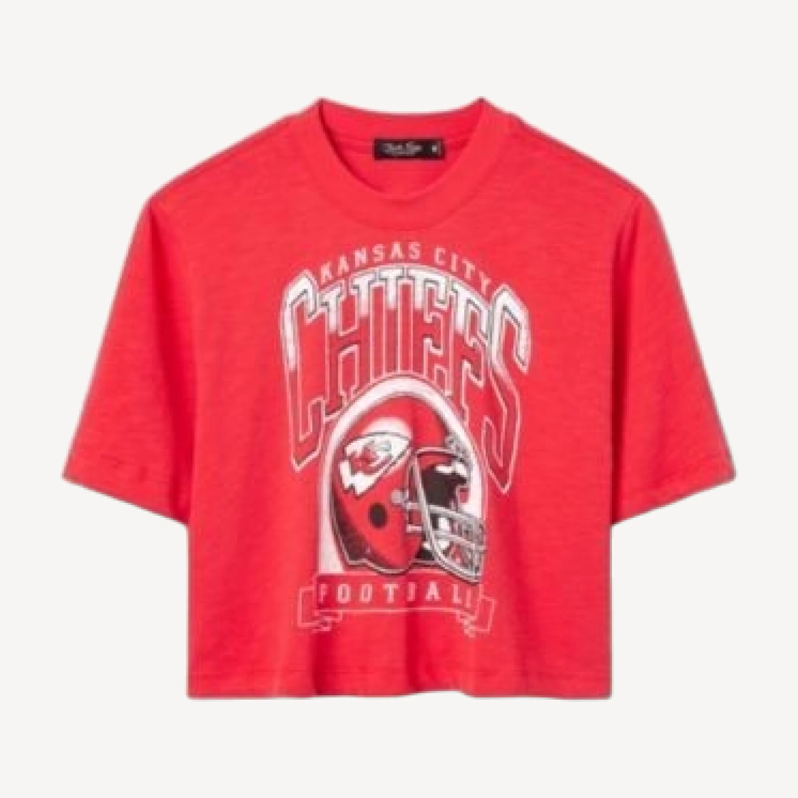 Junk Food Clothing Women's Kansas City Chiefs Helmet Mock Neck Crop Tee