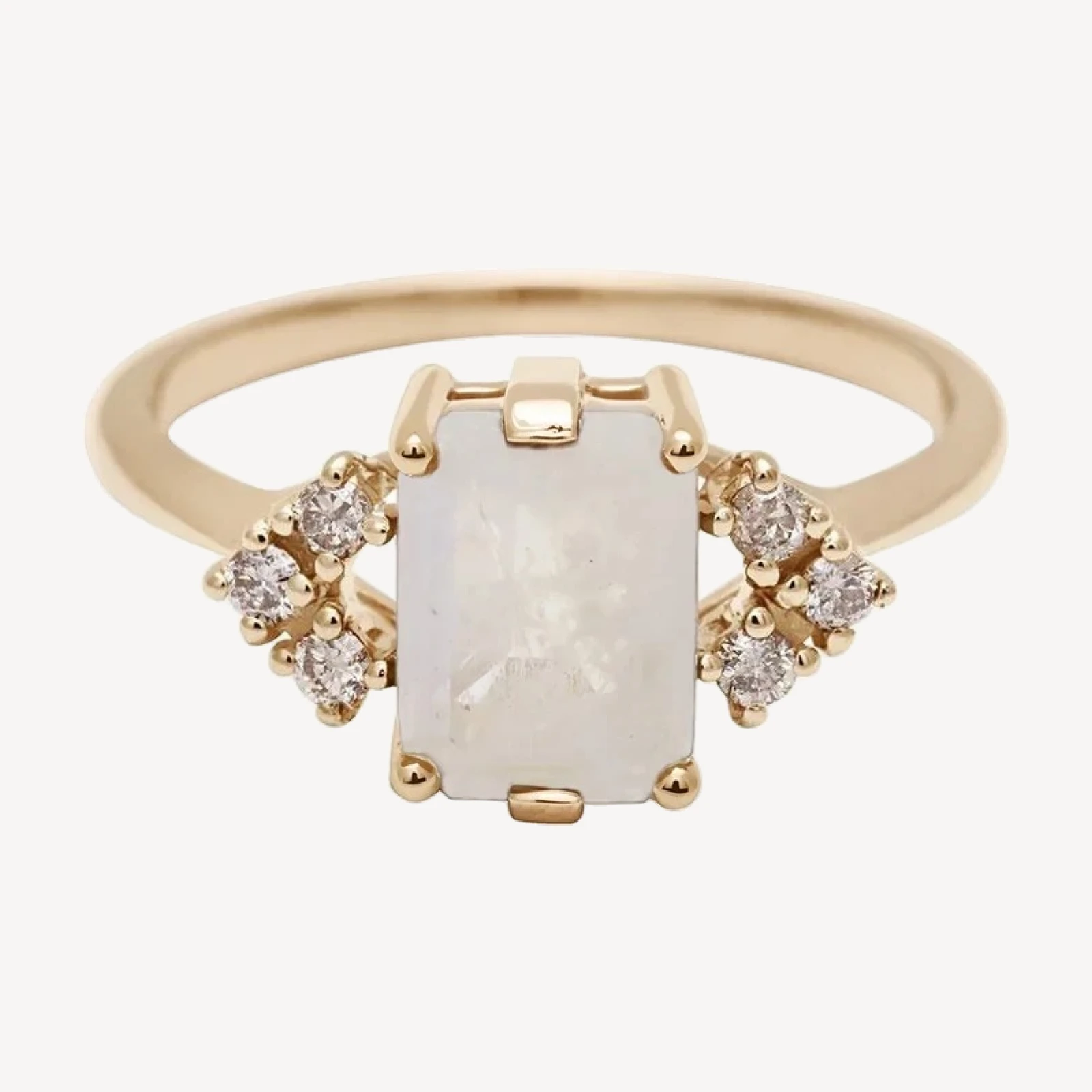 Bea Arrow Ring (Medium) - 14k Gold, Rainbow Moonstone & Diamonds