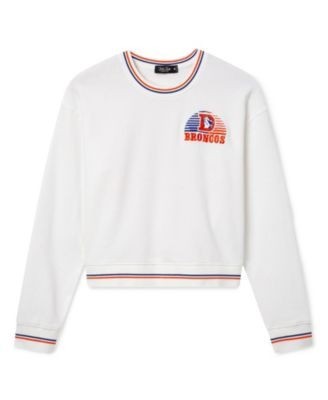 Junk Food Clothing Women's Denver Broncos Cropped Striped Rib Fleece