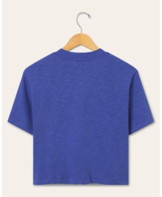 Junk Food Clothing Women's Denver Broncos Helmet Mock Neck Crop Tee