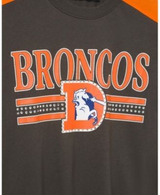 Junk Food Clothing Women's Denver Broncos Striped Bling Crop Tee