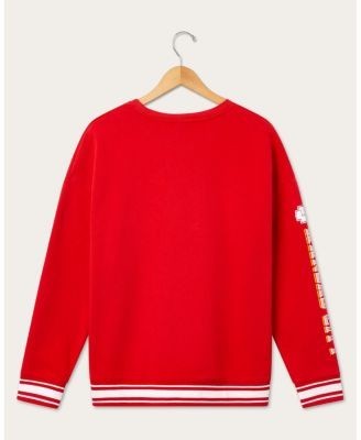 Junk Food Clothing Unisex Kansas City Chiefs Striped Rib Crew Fleece Sweatshirt
