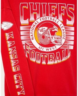 Junk Food Clothing Unisex Kansas City Chiefs Striped Rib Crew Fleece Sweatshirt